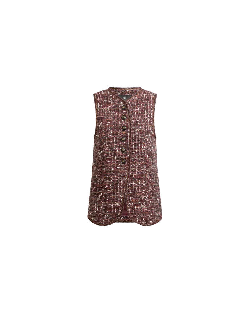 Etro Lange Weste Aus Tweed Aus Baumwolle, Damen, Rot, Größe Rot