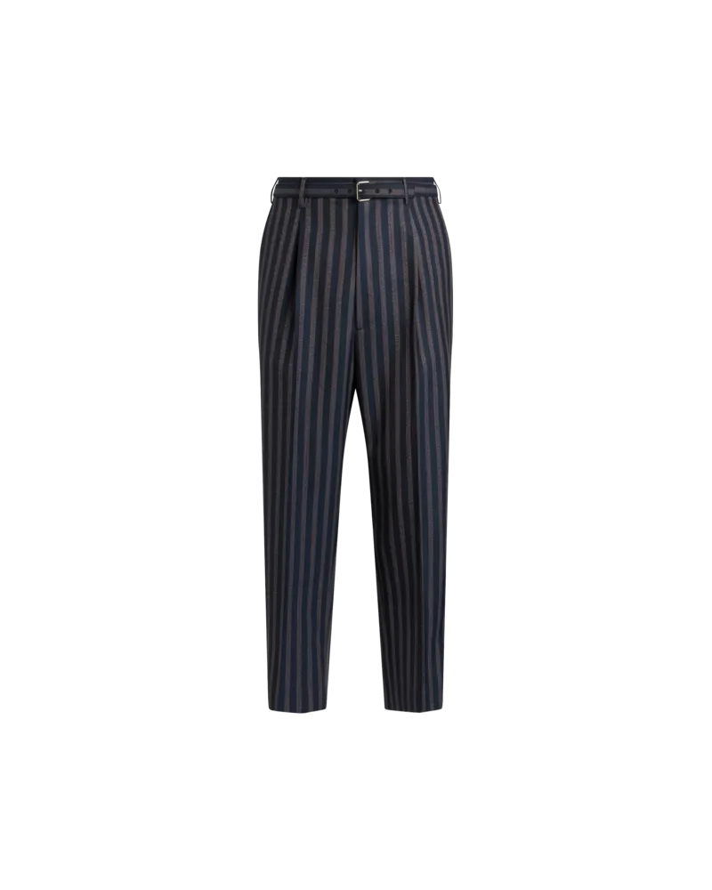 Etro Gestreifte Hose Mit Gürtel, Herren, Navyblau Navyblau