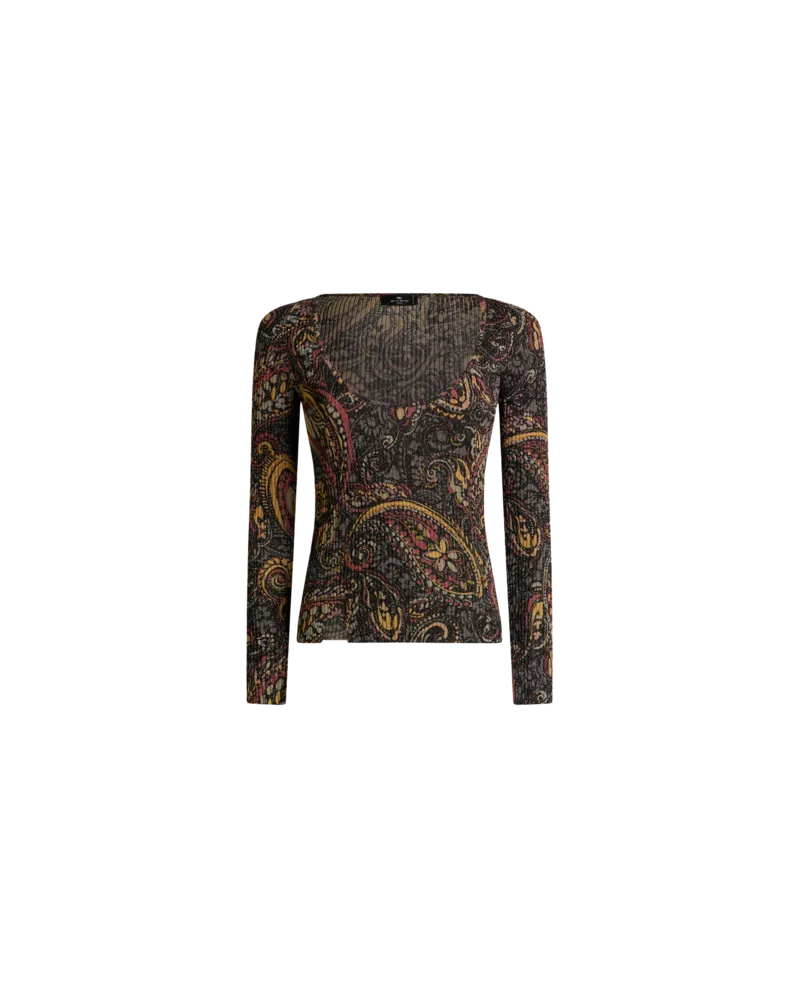 Etro Gerippter Pullover Mit Floralem Paisley-motiv, Damen, Grün, Größe Grün