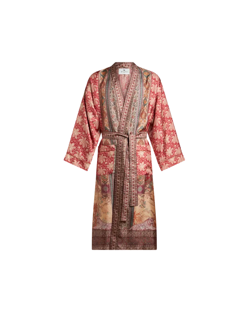 Etro Morgenmantel Aus Seide Mit Platziertem Druck, Herren, Rosa, Größe Rosa