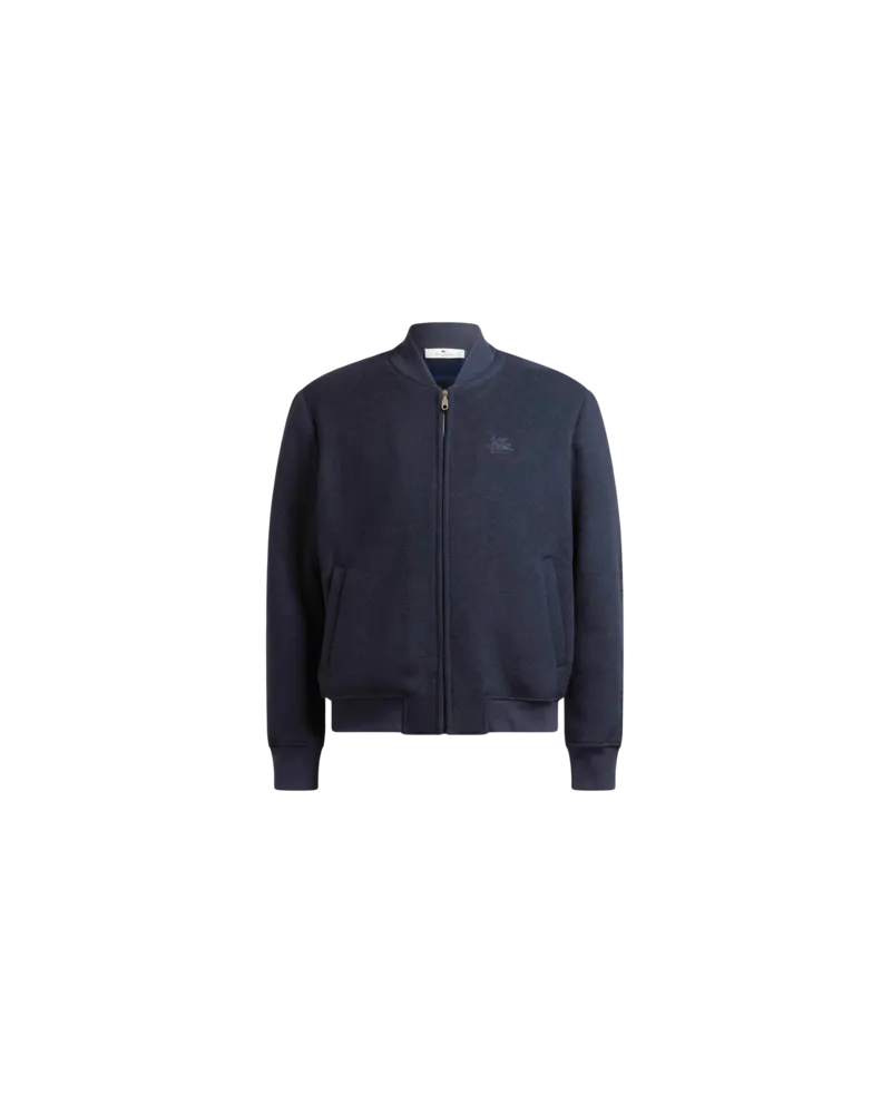 Etro Bomberjacke Aus Einer Wollmischung Mit Pegaso-stickerei, Herren, Blau, Größe Blau