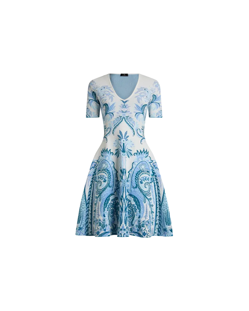 Etro Kurzes Jacquard-kleid Mit Paisley-ramage-motiv, Damen, Hellblau, Größe Hellblau