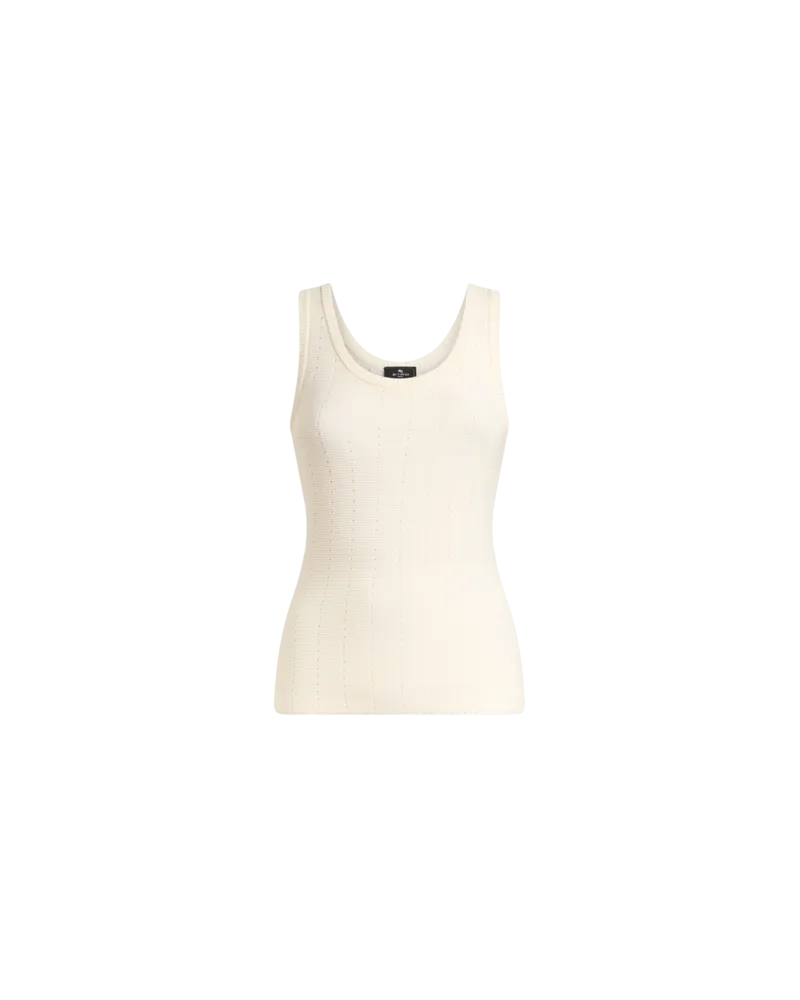 Etro Tanktop Aus Strickstoff Mit Ausstanzungen, Damen, Weiß, Größe Weiß