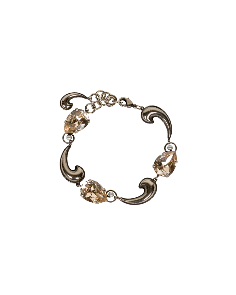 Etro Armband Mit Mini-paisley Aus Kristallen, Damen, Silber Silber