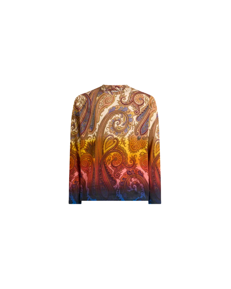 Etro Pulli Aus Baumwolljersey Mit Paisley-dégradé-motiv, Herren, Beige, Größe Beige