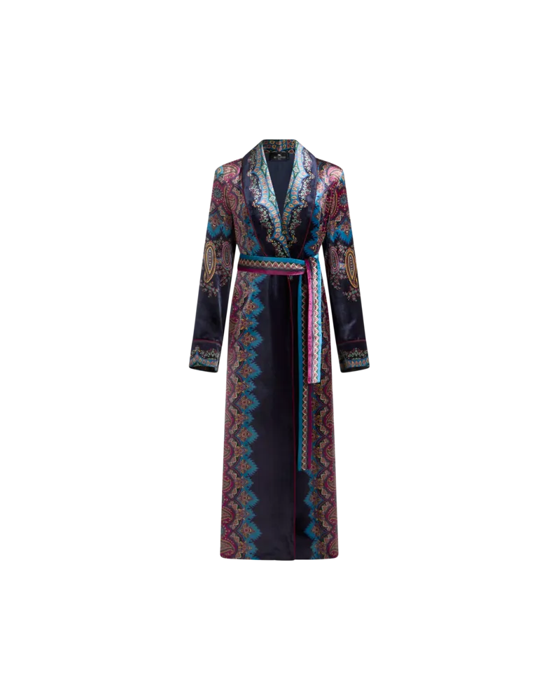 Etro Mantel Im Morgenmantelstil Aus Samt Mit Platziertem Druck, Damen, Multicolor, Größe Multicolor