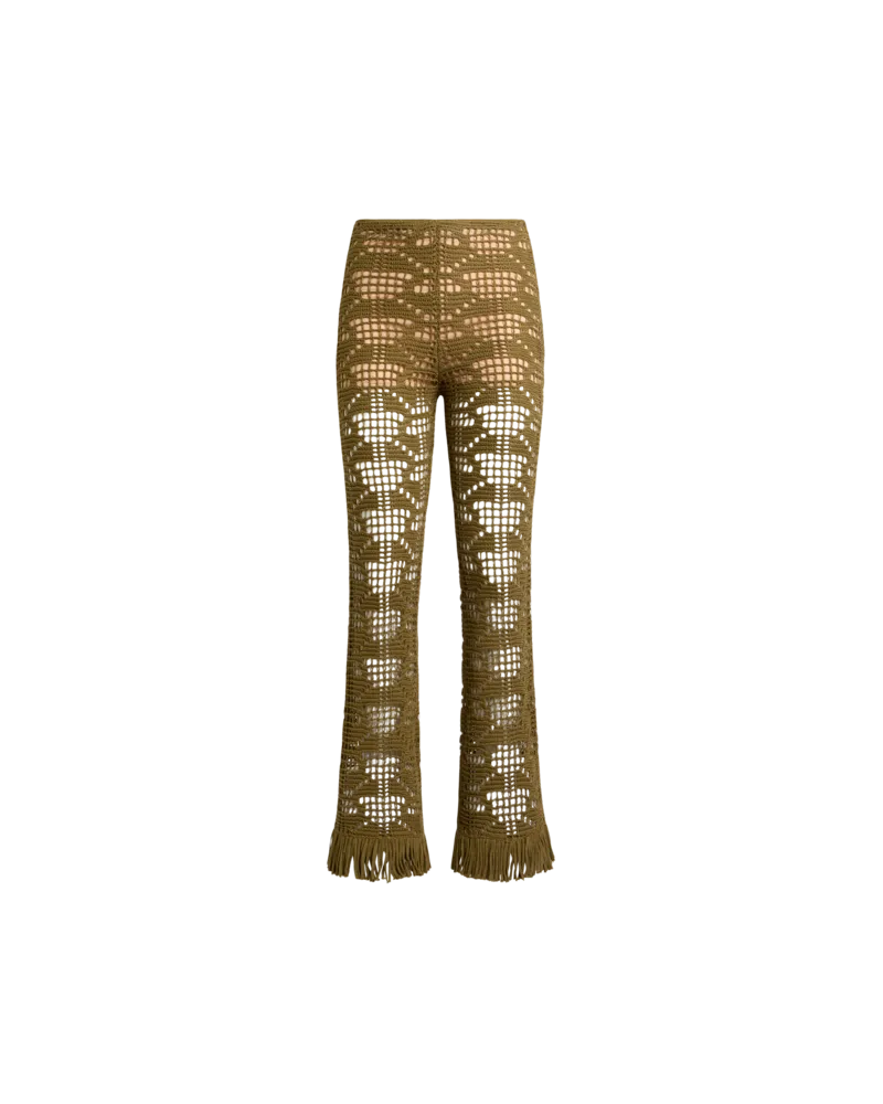 Etro Flared Hose Aus Baumwolle In Häkeloptik Mit Fransen, Damen, Braun, Größe Braun