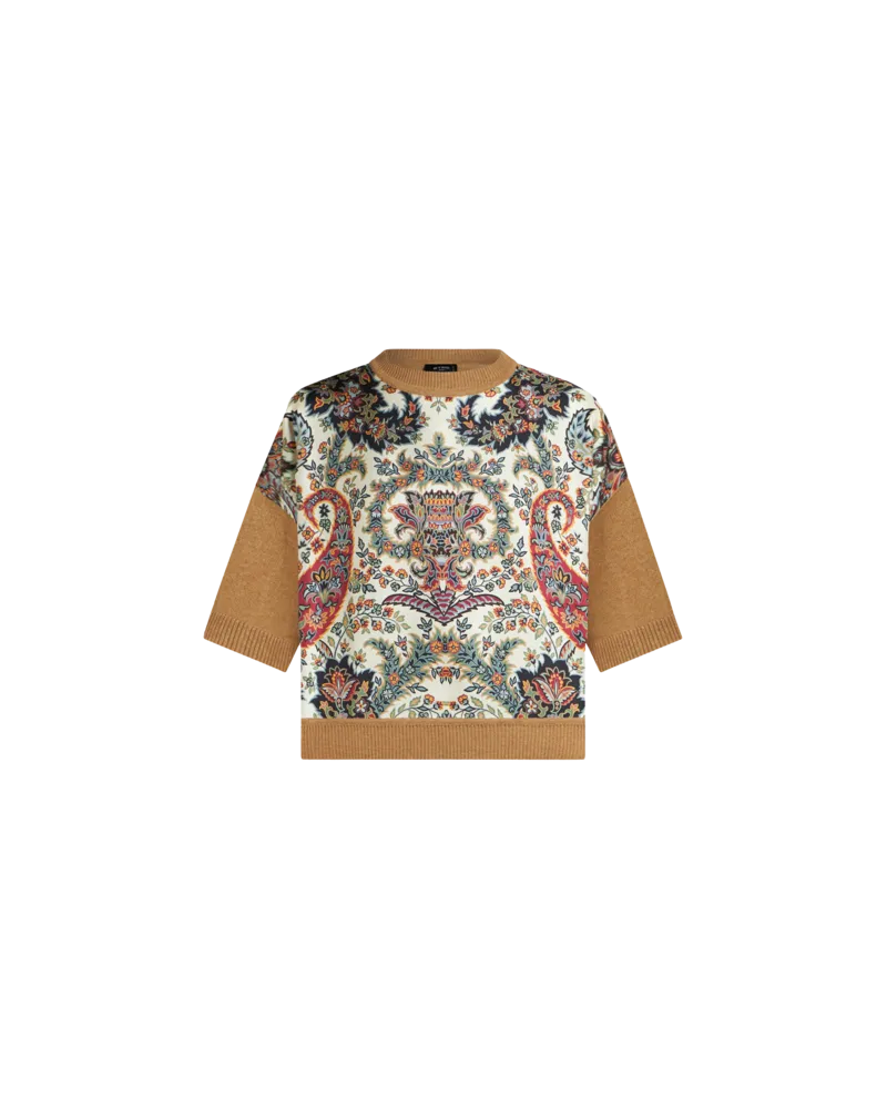 Etro T-shirt Aus Wolle Mit Print, Damen, Beige Beige