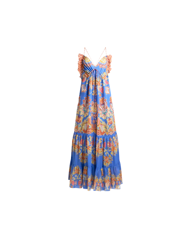 Etro Langes Kleid Aus Bedrucktem Voile, Damen, Pulverblau, Größe Pulverblau