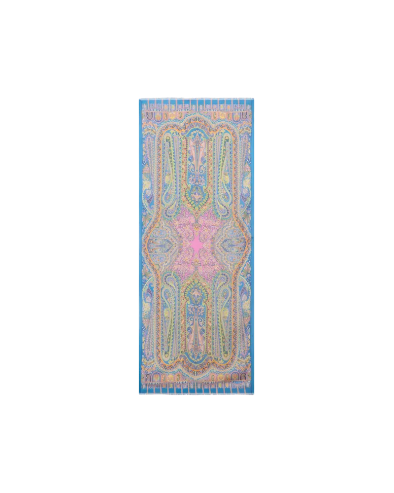 Etro Schal Mit Floralem Paisleymuster, Damen, Hellblau Hellblau
