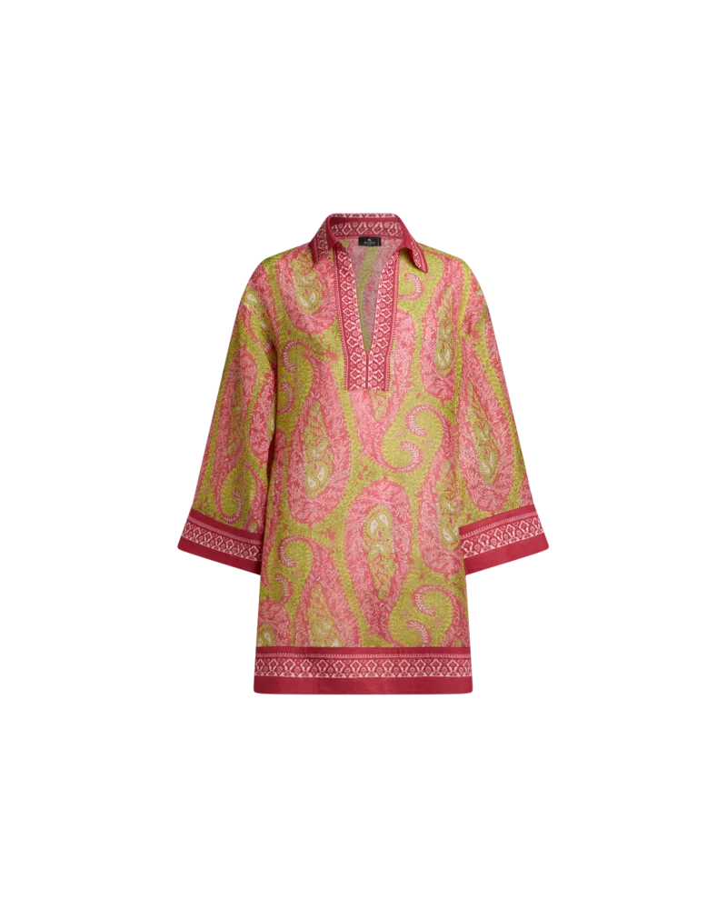 Etro Kurzes Strandkleid Aus Einer Baumwollmischung Mit Paisley-foliage-motiv, Damen, Grün, Größe Grün