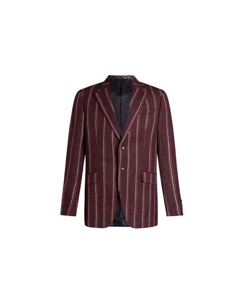 Etro Gestreifter Blazer Aus Baumwolle Und Wolle, Herren, Bordeaux Bordeaux