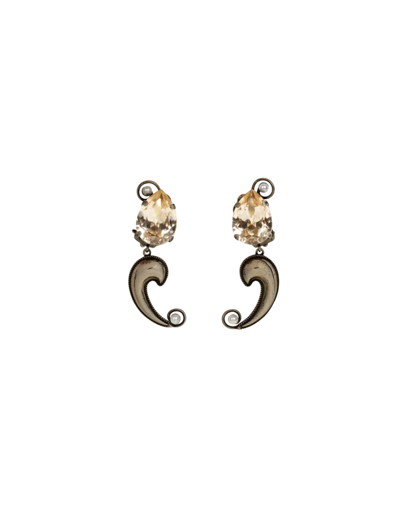 Etro Ohrhänger Mit Mini-metallic-paisley Und Kristall, Damen, Silber Silber