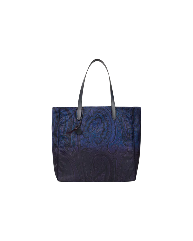 Etro Shopping-bag Unfold Me Aus Nylon Mit Arnica-dégradé-motiv, Damen, Blau Blau