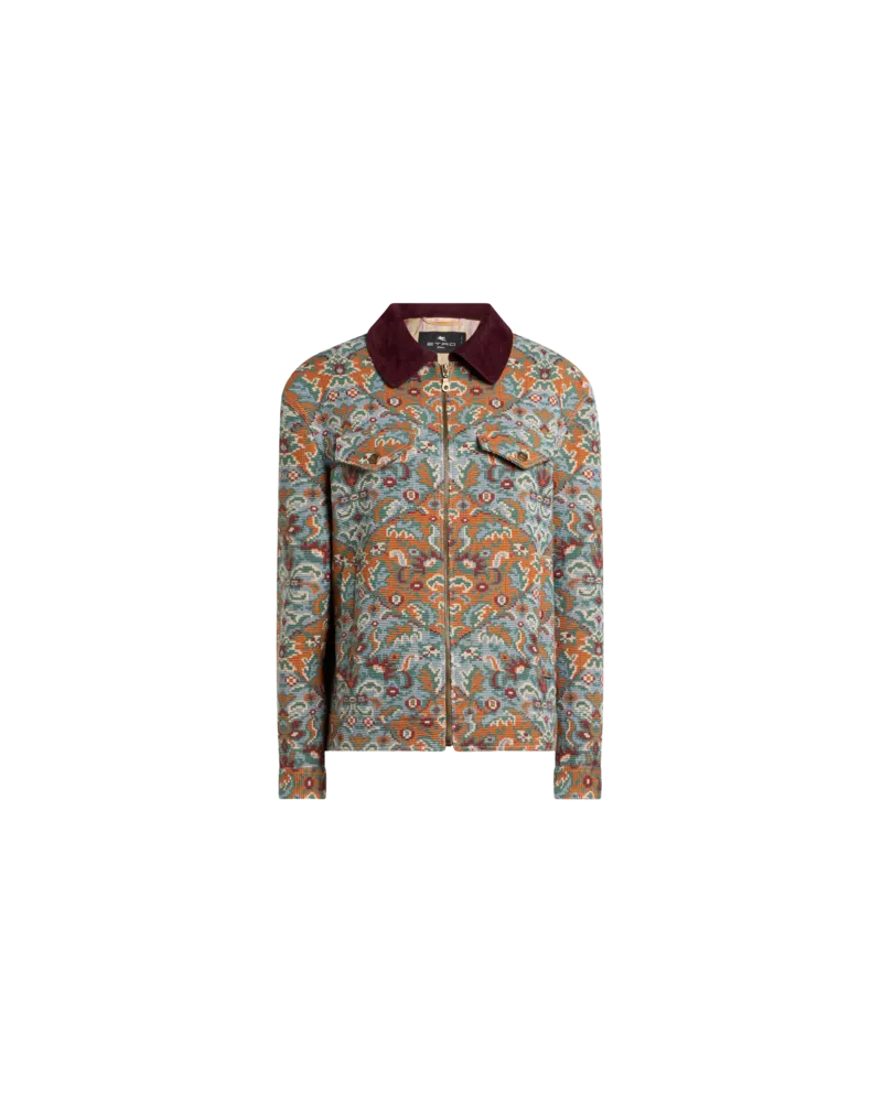 Etro Jacquard-jacke Aus Baumwolle Mit Reissverschluss Und Floralem Motiv, Damen, Orange, Größe Orange