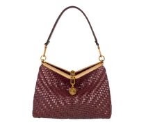 Tasche Vela Mittelgross Aus Geflochtenem Bast, Damen, Bordeaux