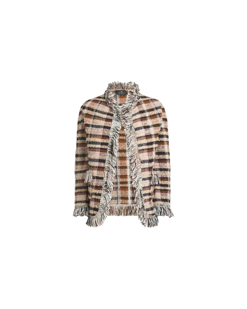 Etro Jacquard-jacke Aus Einer Wollmischung Mit Fransen, Damen, Braun, Größe Braun