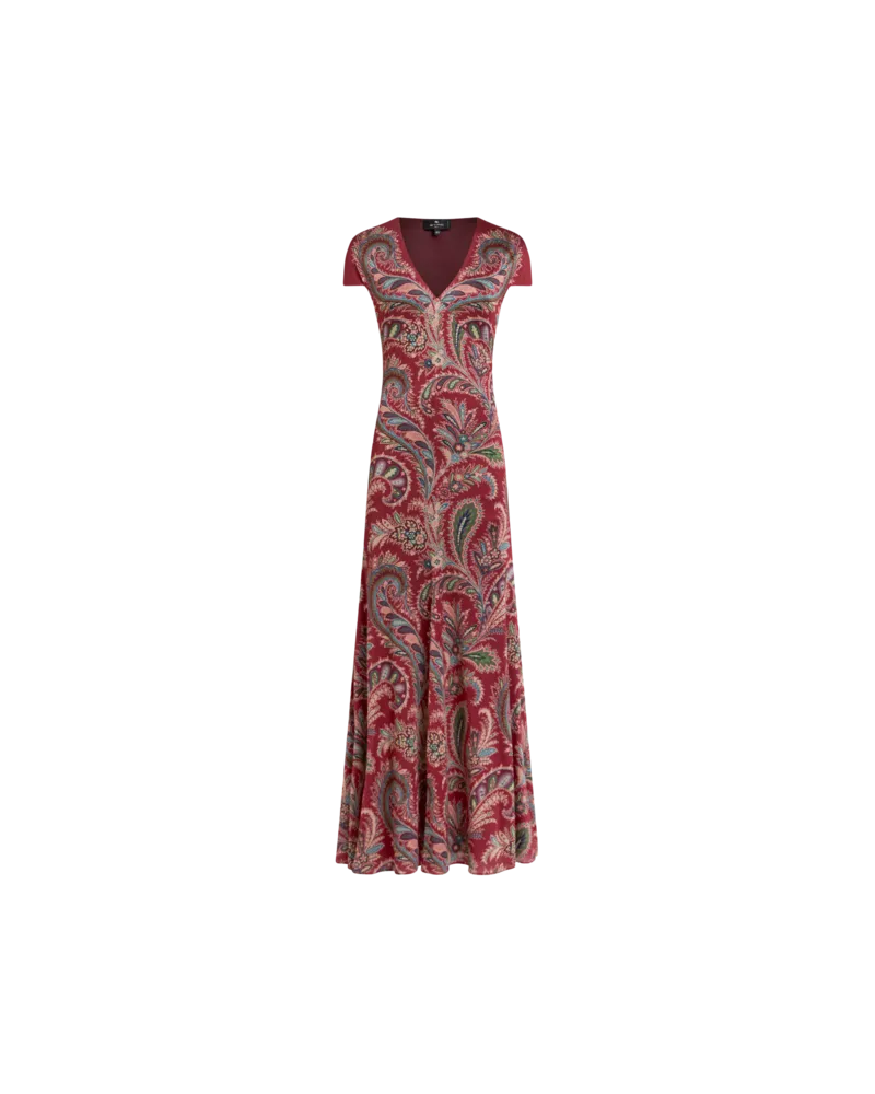 Etro Langes Kleid Aus Bedrucktem Crêpe-jersey, Damen, Bordeaux, Größe Bordeaux