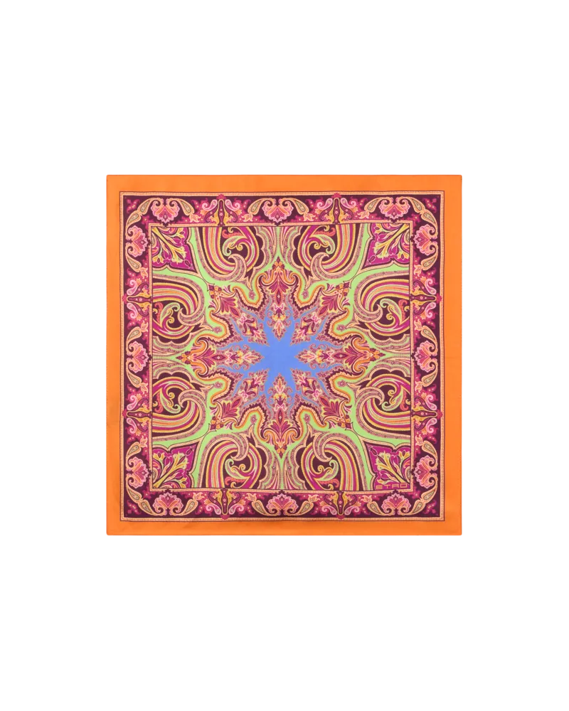 Etro Einstecktuch Aus Seide Mit Paisleymuster, Herren, Orange Orange