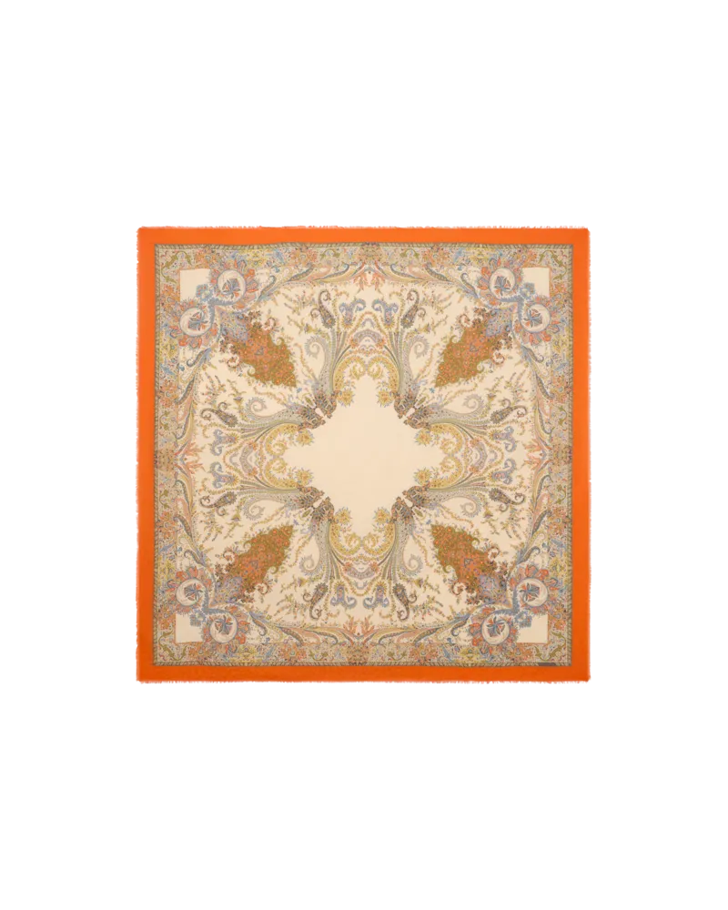 Etro Schultertuch Aus Einer Baumwoll-modal-mischung Mit Floralem Paisley-motiv, Damen, Orange Orange