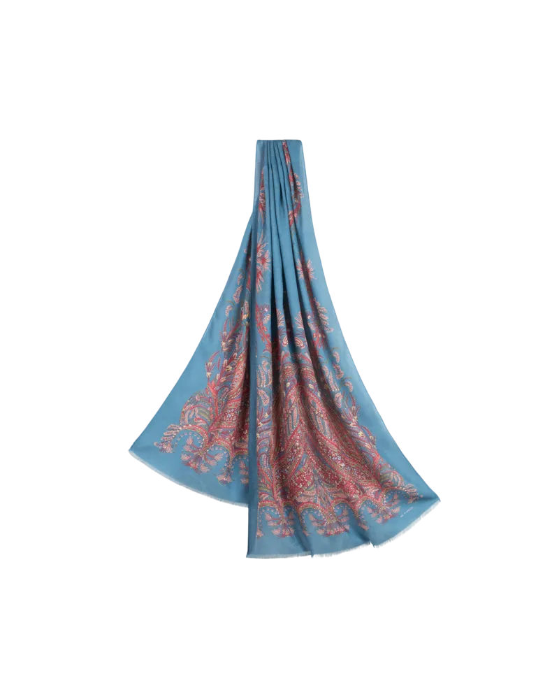 Etro Schal Aus Einer Kaschmirmischung Mit Platziertem Druck, Damen, Rot Rot