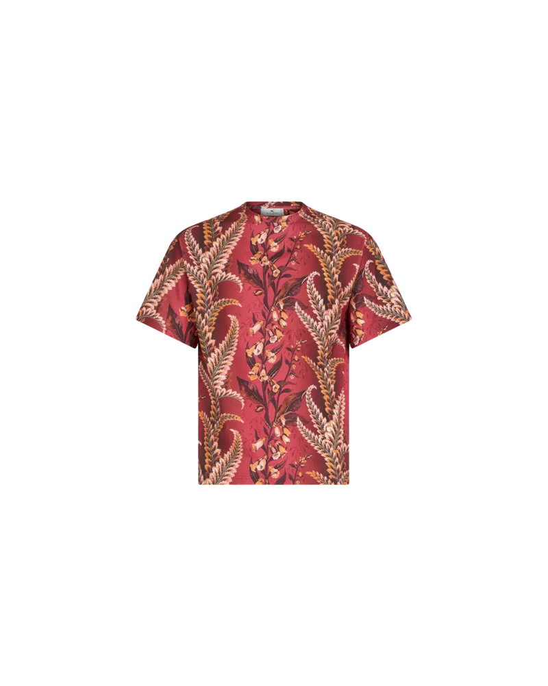 Etro T-shirt Mit Blätterdruck, Bordeaux Bordeaux