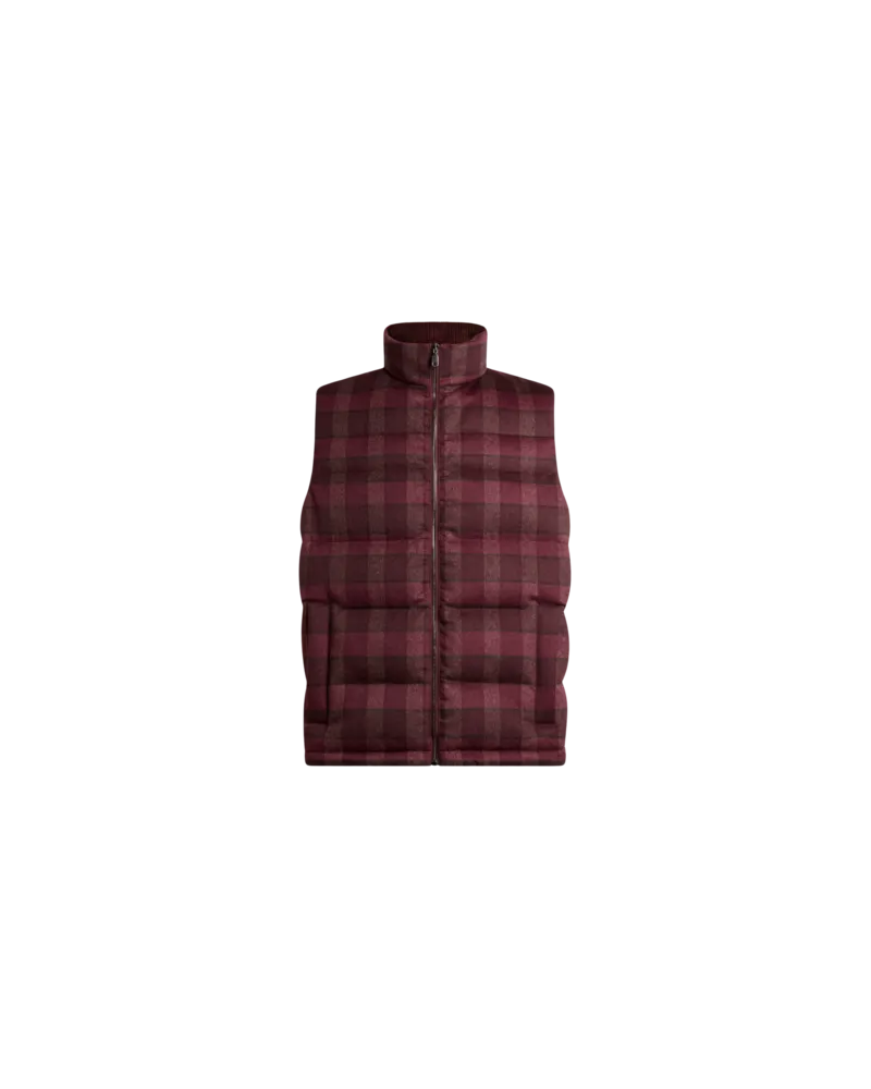 Etro Ärmellose Daunenjacke Aus Wolle Und Kaschmir Mit Karomuster, Herren, Bordeaux, Größe Bordeaux