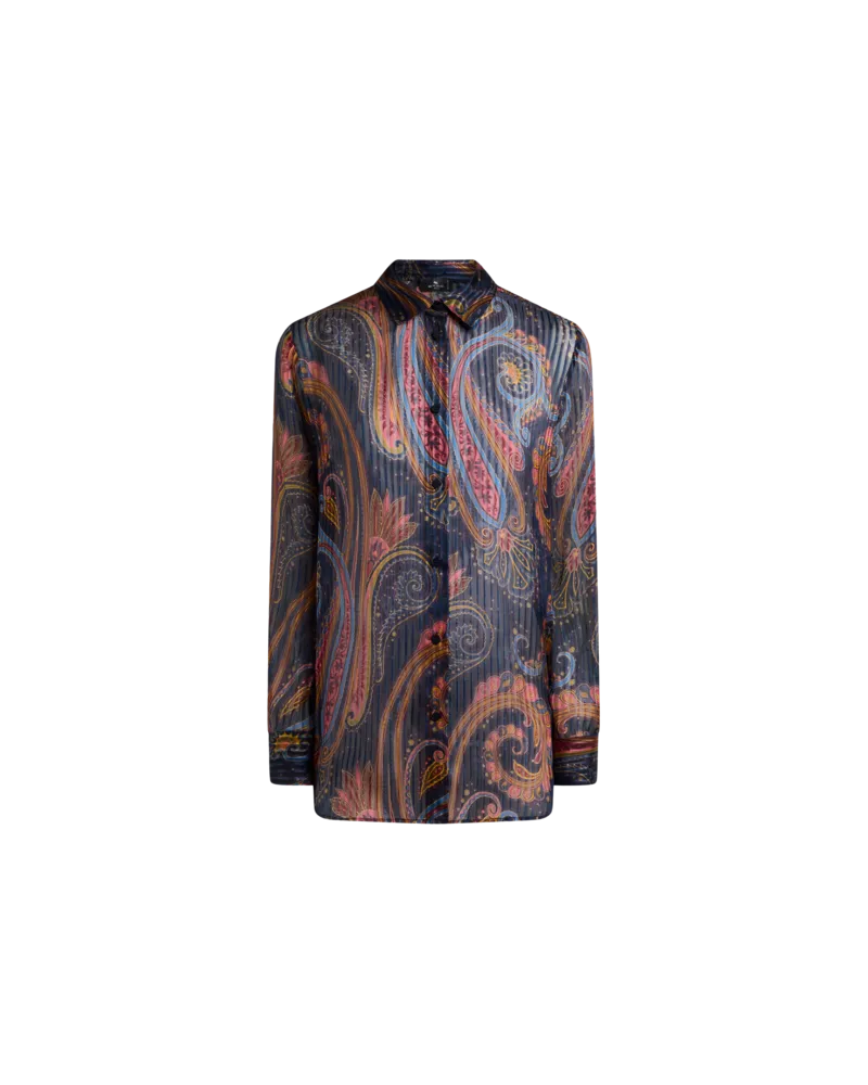 Etro Hemdbluse Aus Seide Mit Paisley-motiv, Damen, Blau, Größe Blau