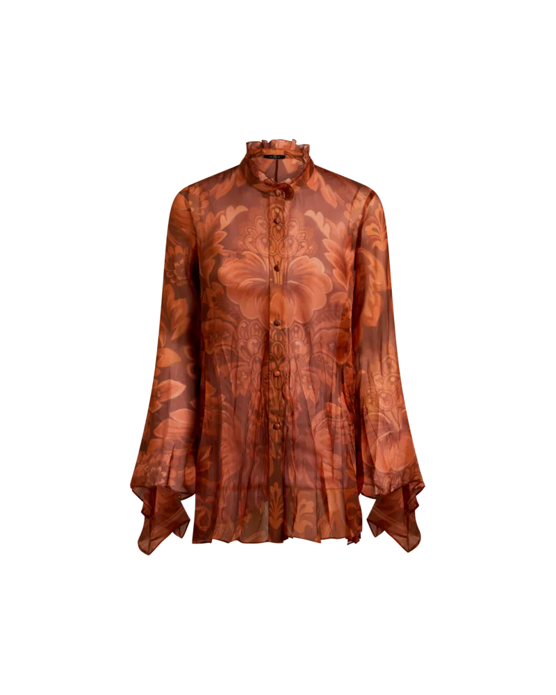 Etro Hemdbluse Aus Seide Mit Blumenmotiv Und Bienen, Damen, Orange, Größe Orange
