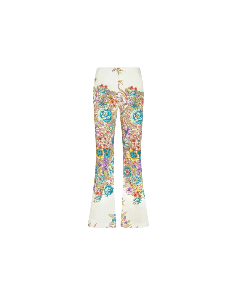 Etro Hose Mit Mehrfarbigem Bouquet-druck, Weiß Weiß