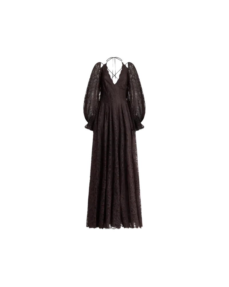 Etro Langes Kleid Aus Spitze Mit Paisley-motiv, Damen, Braun, Größe Braun