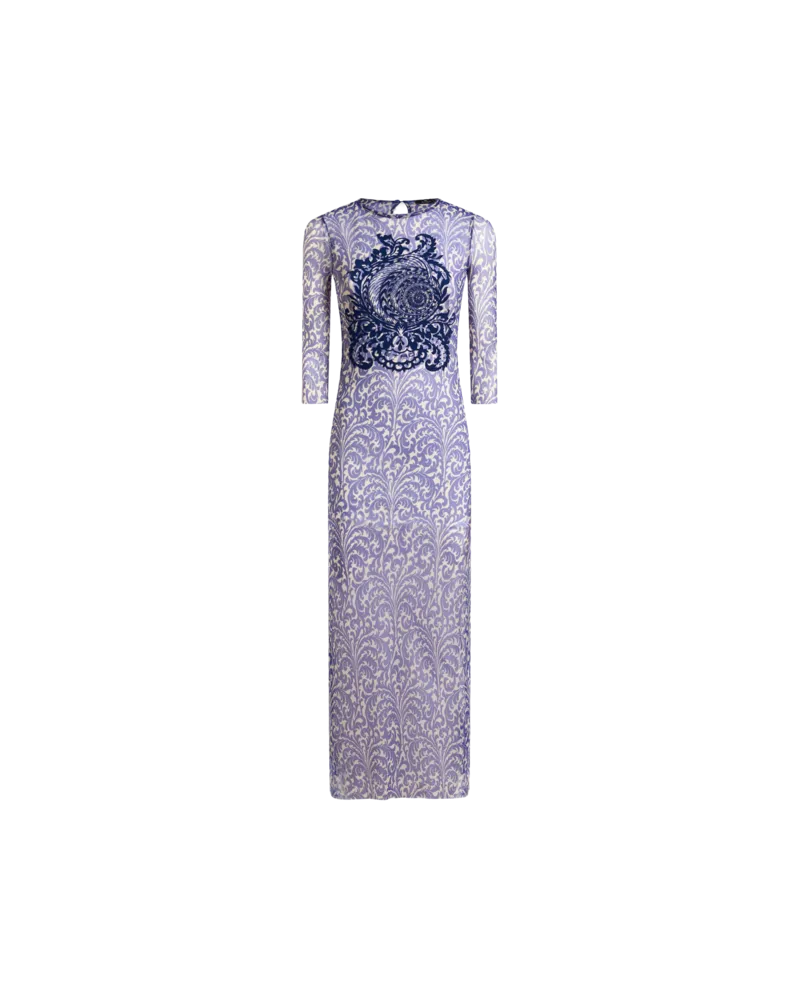 Etro Kleid Aus Tüll Mit Muschel-print, Damen, Elektroblau, Größe Elektroblau
