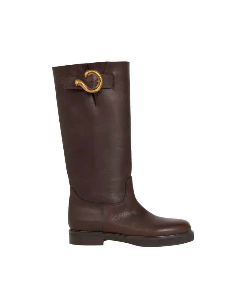 Etro Stiefel Aus Leder Mit Paisley-schnalle, Damen, Dunkelbraun, Größe Dunkelbraun