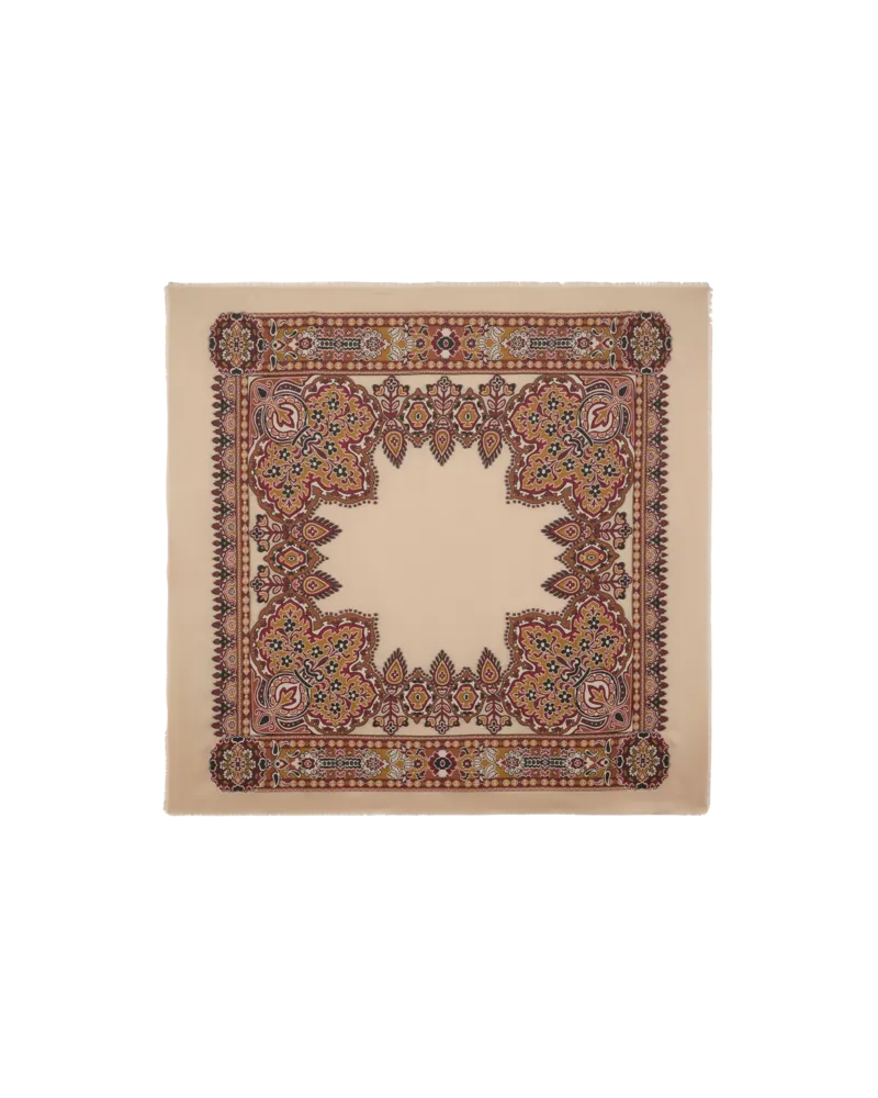 Etro Jacquard-schultertuch Aus Einer Wollmischung Mit Floralem Motiv, Damen, Beige Beige