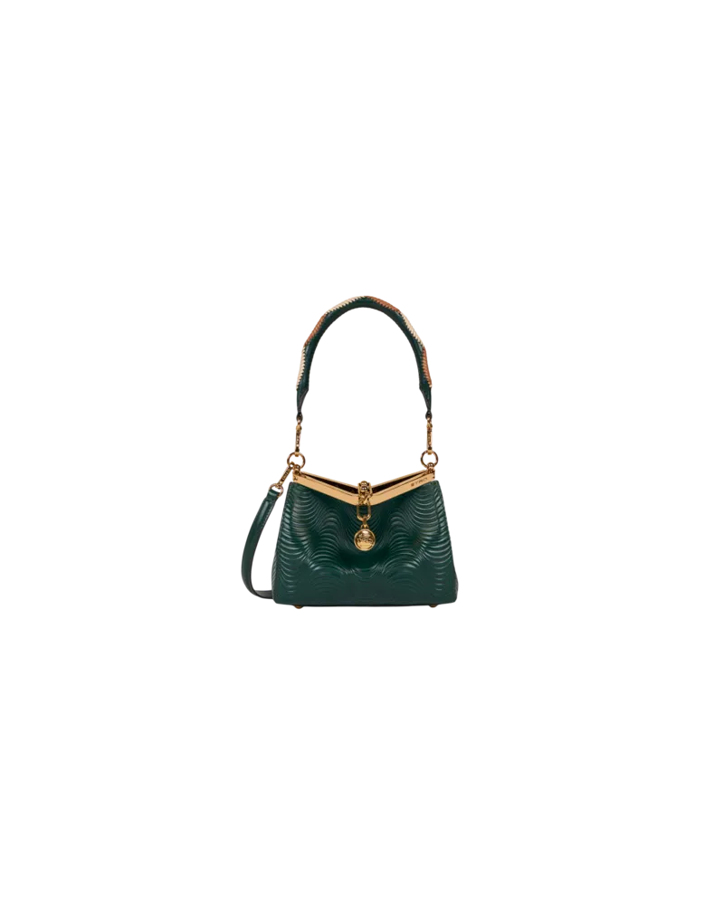 Etro Kleine Tasche Vela Mit Wellenförmigem Motiv, Damen, Grün Grün