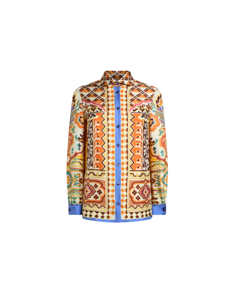 Etro Hemdbluse Aus Seide Mit Platziertem Druck, Damen, Gelb, Größe Gelb