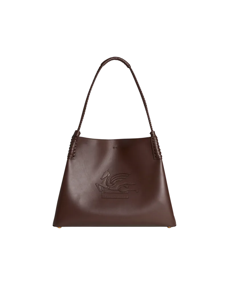 Etro Shoppingtasche Libra Mittelgross Aus Leder, Damen, Dunkelbraun Dunkelbraun