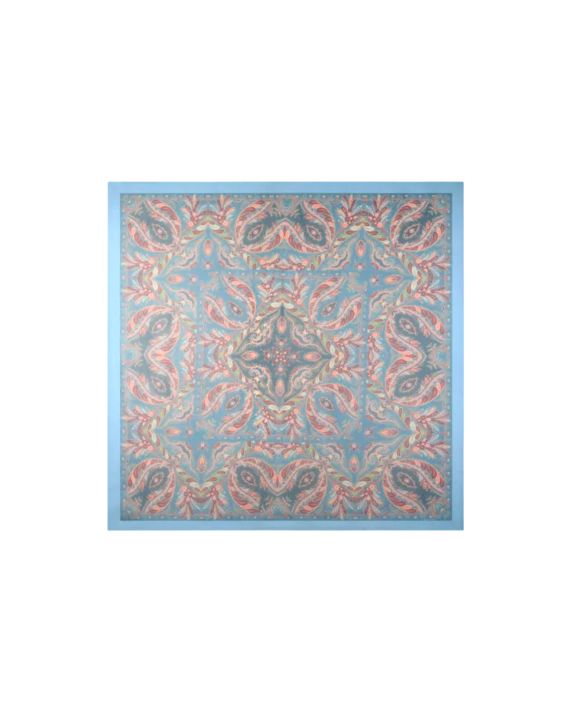 Etro Schultertuch Aus Seide Mit Platziertem Print, Damen, Hellblau Hellblau