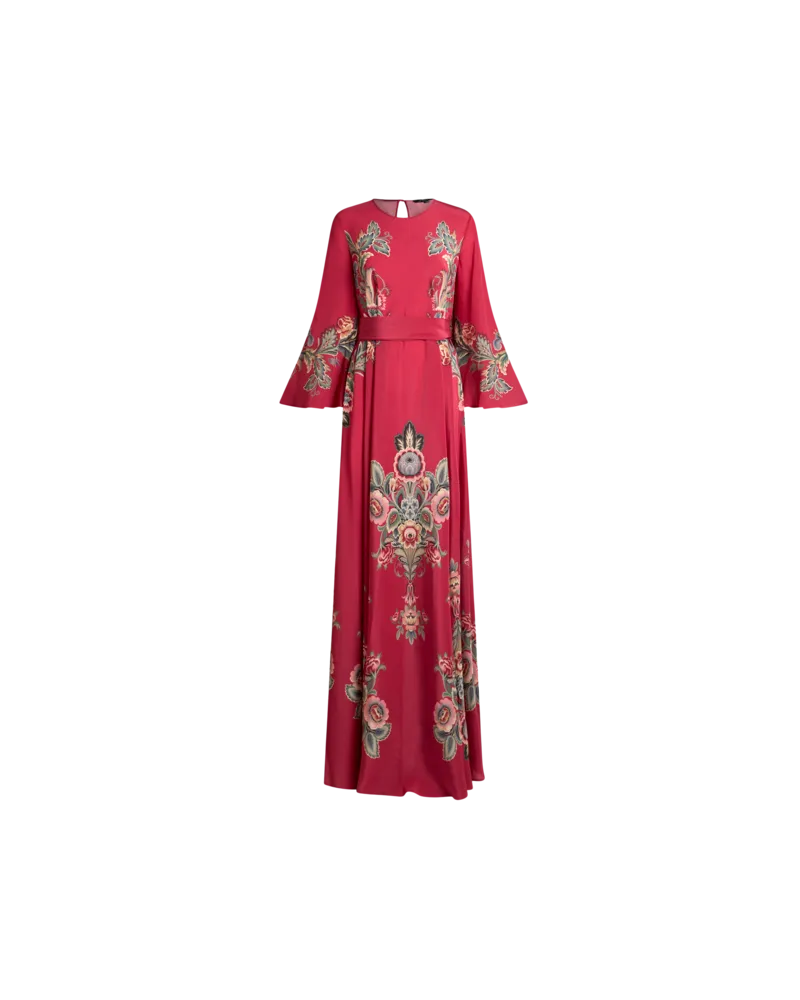 Etro Langes Kleid Aus Seide Mit Druck, Damen, Dunkel-pink, Größe Dunkel-pink