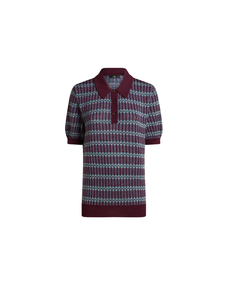 Etro Poloshirt Aus Einer Wollmischung Mit Jacquard-muster, Damen, Bordeaux, Größe Bordeaux