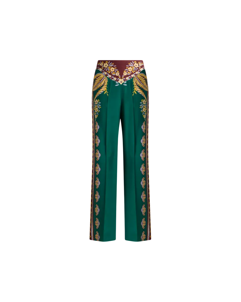 Etro Palazzohose Aus Seide Mit Blumenmotiv, Damen, Grün, Größe Grün
