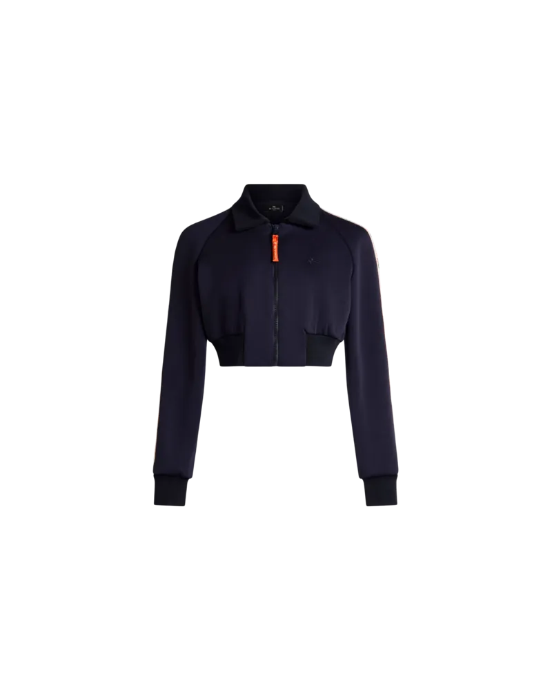 Etro Cropped Sweatshirt Mit Kontraststreifen, Damen, Blau, Größe Blau
