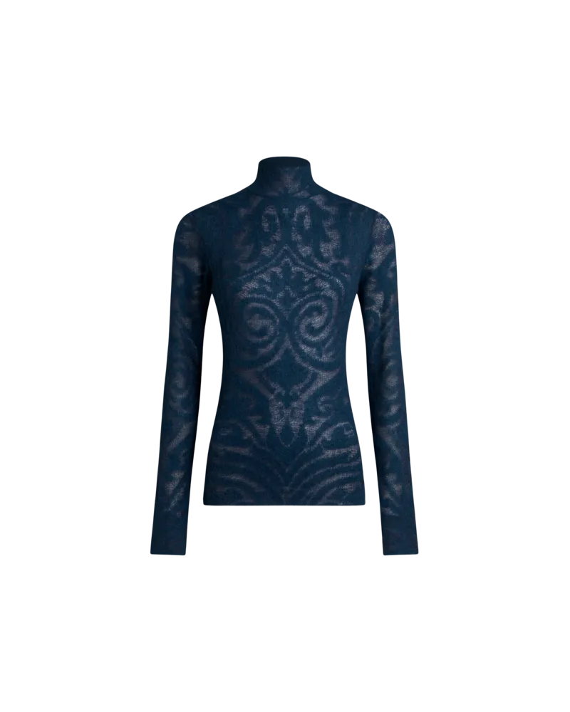 Etro Rollkragenpullover Aus Jacquard-strick, Damen, Blau, Größe Blau