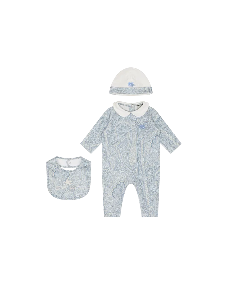 Etro Set Aus Strampler, Mütze Und Lätzchen, Hellblau, Größe Hellblau