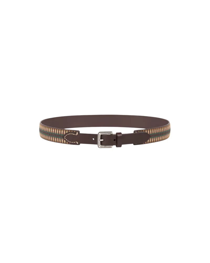 Etro Ledergürtel Mit Gesticktem Motiv, Herren, Braun, Größe Braun