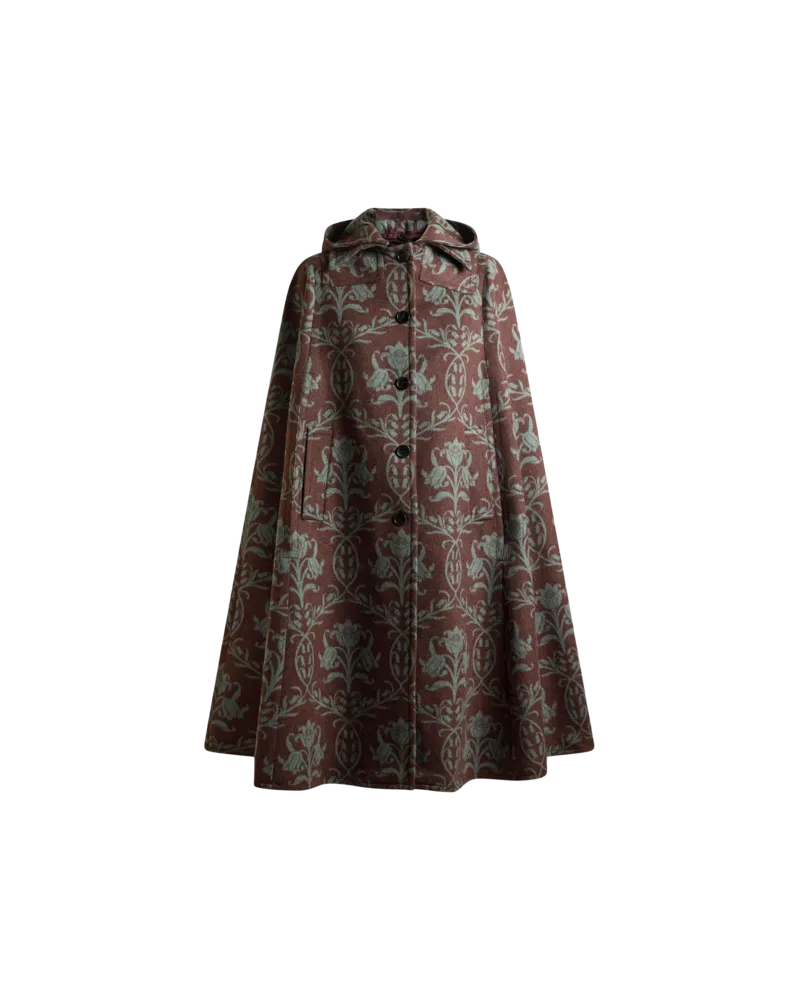 Etro Cape Aus Einer Wollmischung Mit Kapuze Und Floralem Motiv, Damen, Braun, Größe Braun