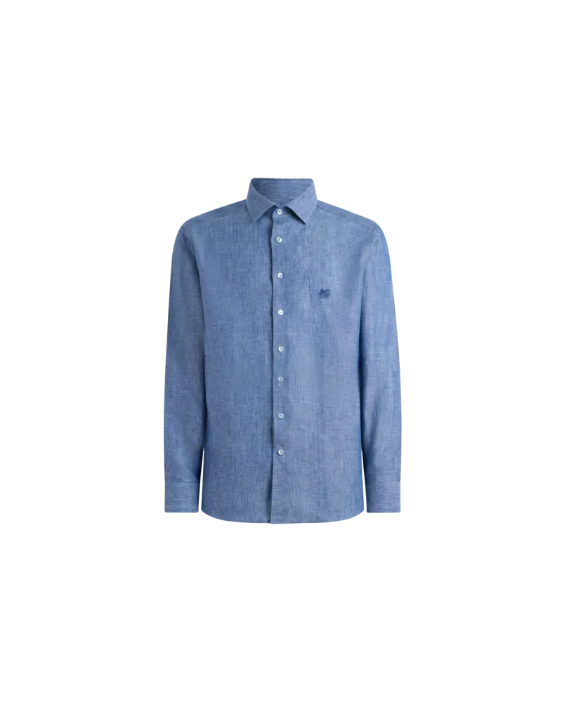 Etro Leinenhemd Mit Pegaso, Herren, Hellblau, Größe Hellblau