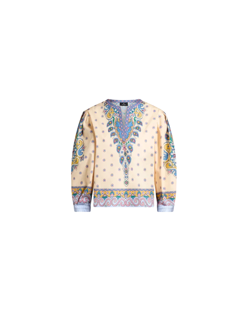Etro Bluse Aus Baumwolle Mit Print, Weiß, Größe Weiß