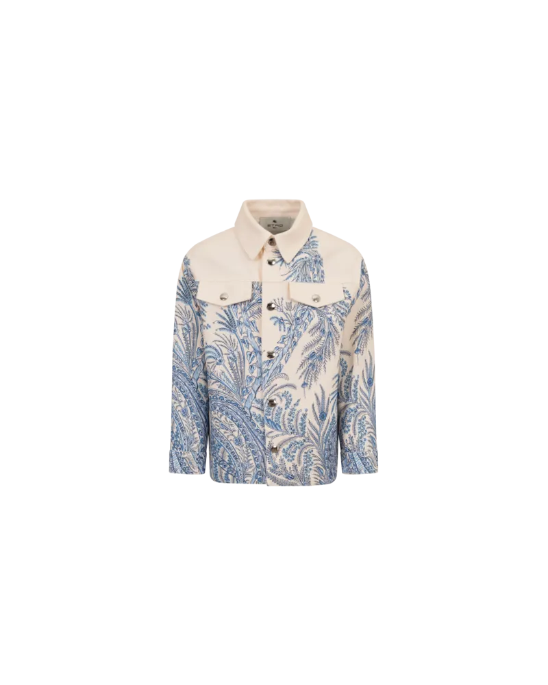 Etro Hemdjacke Aus Baumwoll-bull Mit Paisley-ramage-print, Cremefarben, Größe Cremefarben