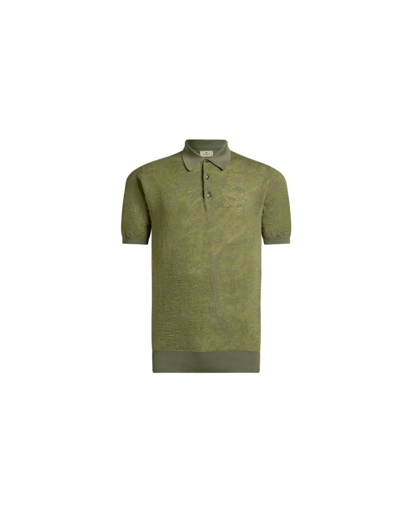 Etro Poloshirt Aus Trikot Aus Baumwolle Mit Floralem Paisley-motiv, Herren, Grün, Größe Grün
